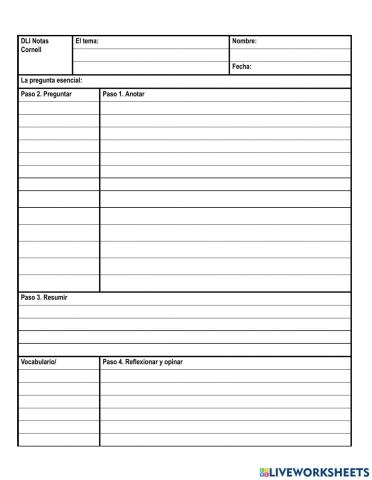 Cornell Notes DLI