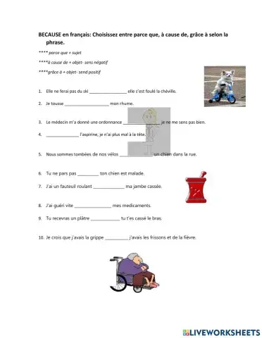 Parce que grace a a cause de + health