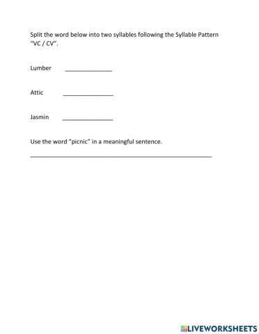 Syllable Pattern VCCV