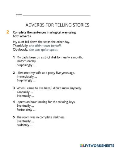 Adverbs for telling stories