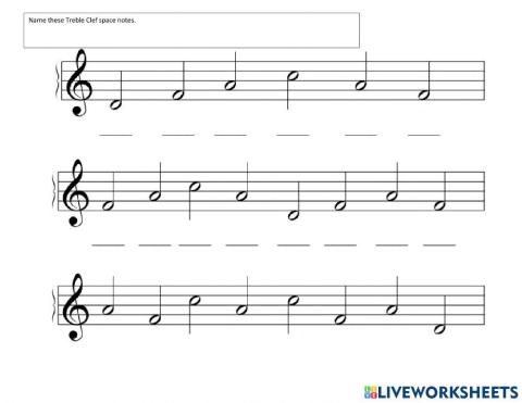 Treble Clef Space Notes -2