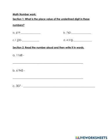 Number and Number Name