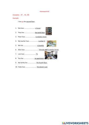 Prepositons at in on