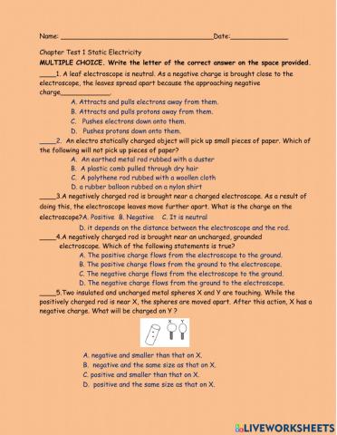 Test on Static electricity1