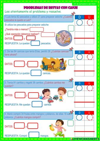 Problemas de restas con canje