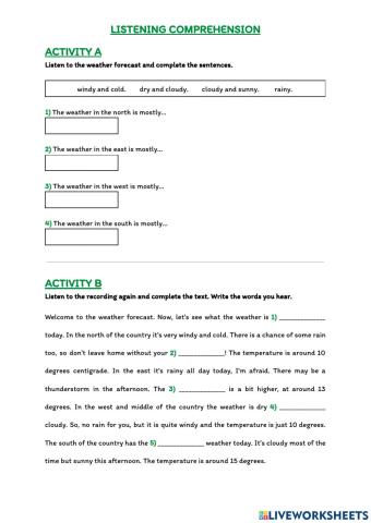 Listening activity Weather Forescast