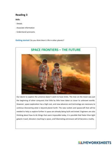 Space Frontiers - The Future