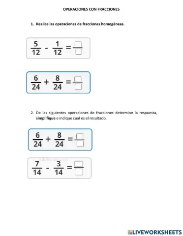 Repaso de fracciones sumas y restas.