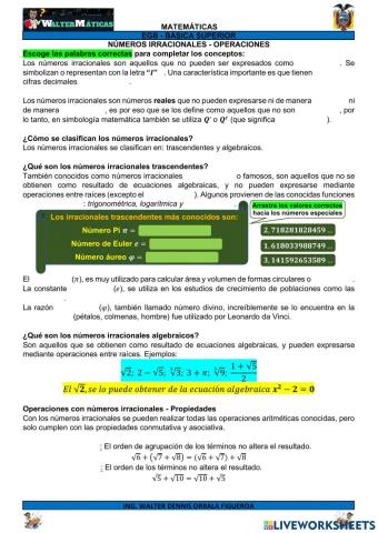 M09W08 Números Irracionales - Operaciones