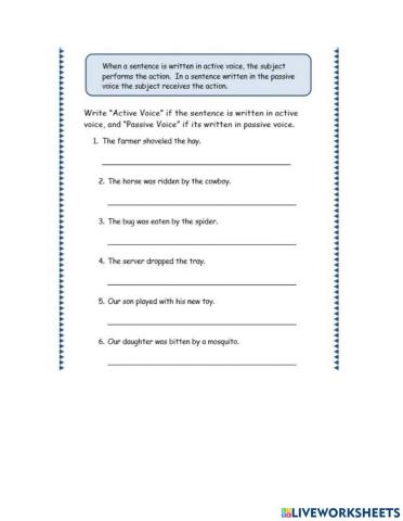 Active and Passive, Homophone, sequencing