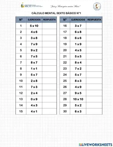 Cálculo mental sexto básico 1