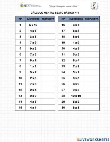 Cálculo mental sexto básico 1