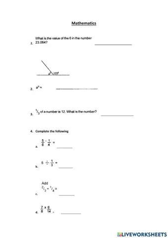 Mathematics Worksheet 1