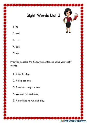Sight word reading
