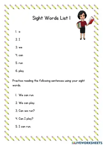 Sight word reading