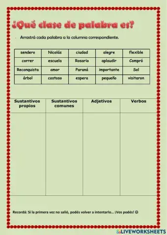 ¿Sustantivos, adjetivos o verbos?