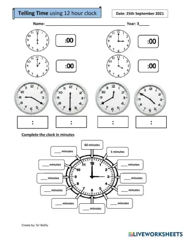Telling time using 12hour clock