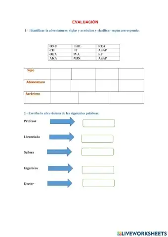 Siglas, abreviaturas, acrónimo