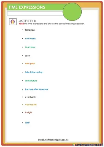 Time expressions for future