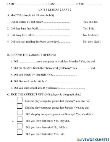 Unit 1 lesson 2 P2  family and friends book 5