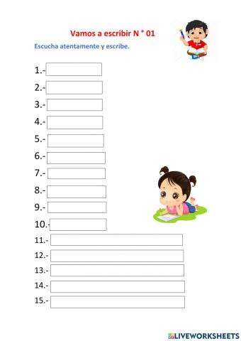 Vamos a escribir N ° 1