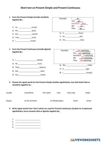 Present Simple and Present Continuous