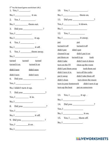 5th G U4L1 game worksheet