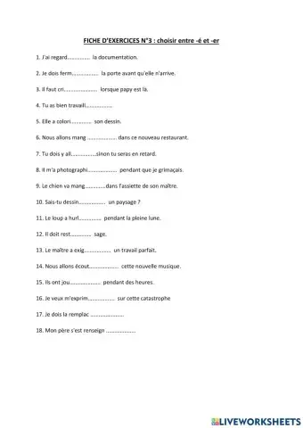 Infinitif ou participe passé