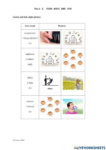 Unit 2 Your body and you