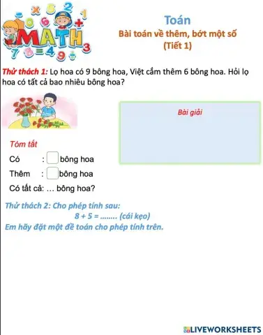Bài toán về thêm, bớt một số (Tiết 1)