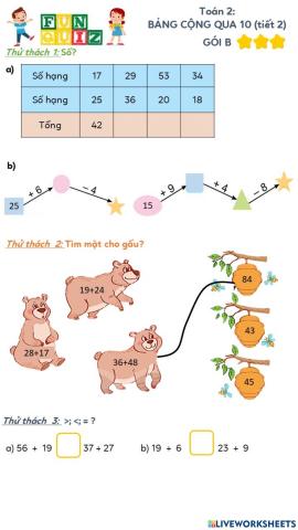 Gói B - Bảng cộng qua 10 (tiết 2)