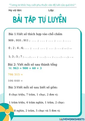Ôn tập triệu lớp triệu. dãy số tự nhiên