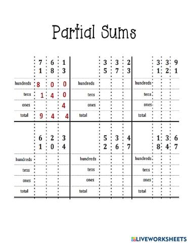 Use Partial Sums to Add 2