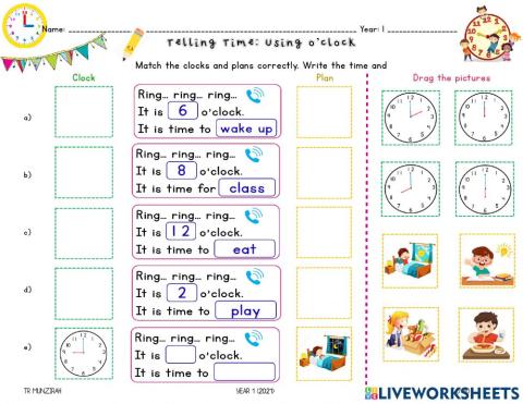 Telling Time: Using o'clock