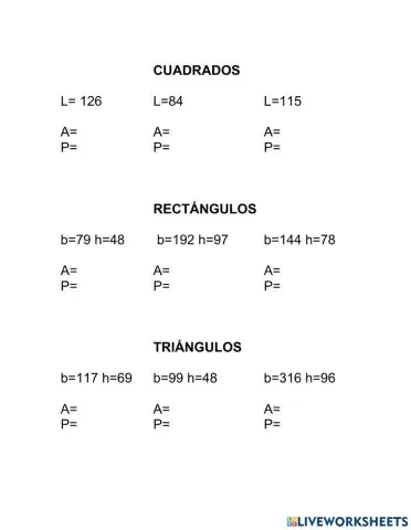 Área y perímetro de figuras regulares
