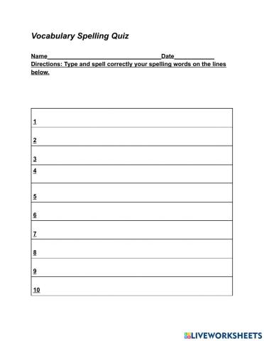 Blank Vocab worksheet
