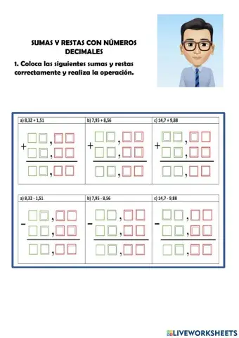 Suma y resta de números decimales