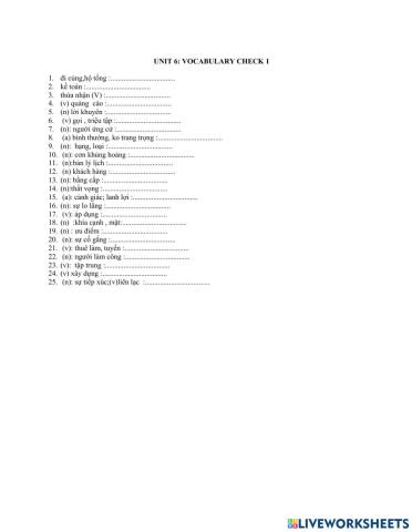 Vocabulary check Unit 6 English 12