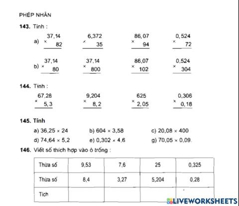 Phép nhân số thập phân