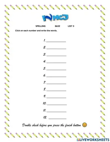 Spelling Quiz Adjectives