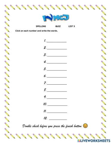 Spelling Quiz Adjectives