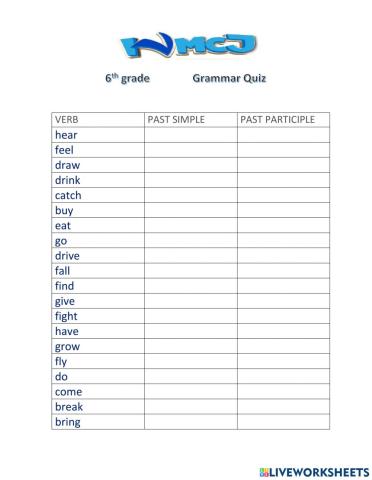 Past and Past Participle Verbs