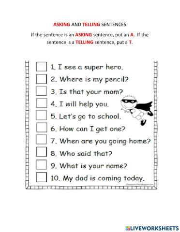 Asking and Telling Sentences Quiz