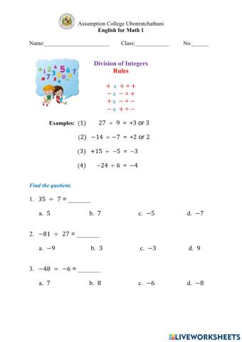 Division of Integers