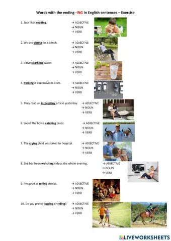 Words ending in ING