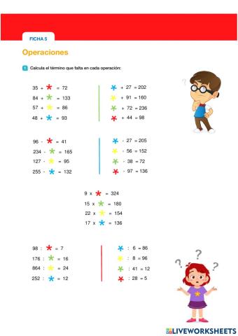 Completar términos operaciones