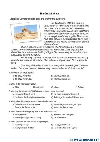 The Great Sphinx - Reading