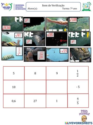 Matemática: Potência e Raiz quadrada