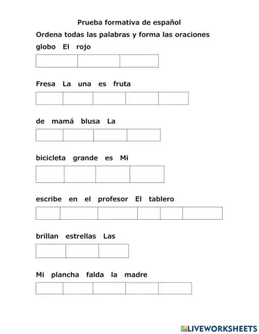 Ordenar las palabras de la oración