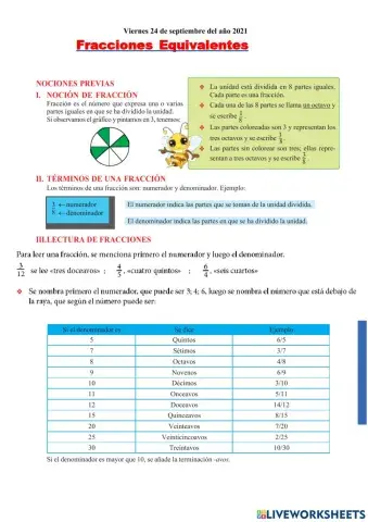 Las fracciones equivalentes 4to primaria